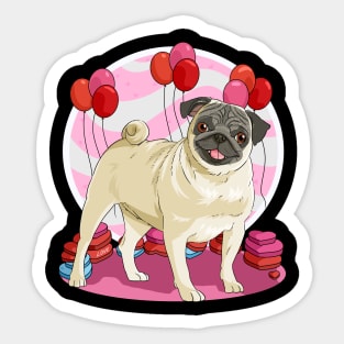 Pug Valentines Day Heart Dogs Puppy Love Sticker